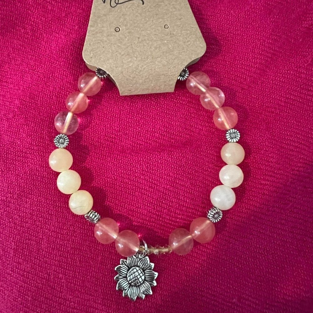 Cherry Quartz & Honey Calcite Bracelet